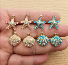 40pcs Shell Starfish Metal Charm DIY earring Pendant Necklace Jewelry Making
