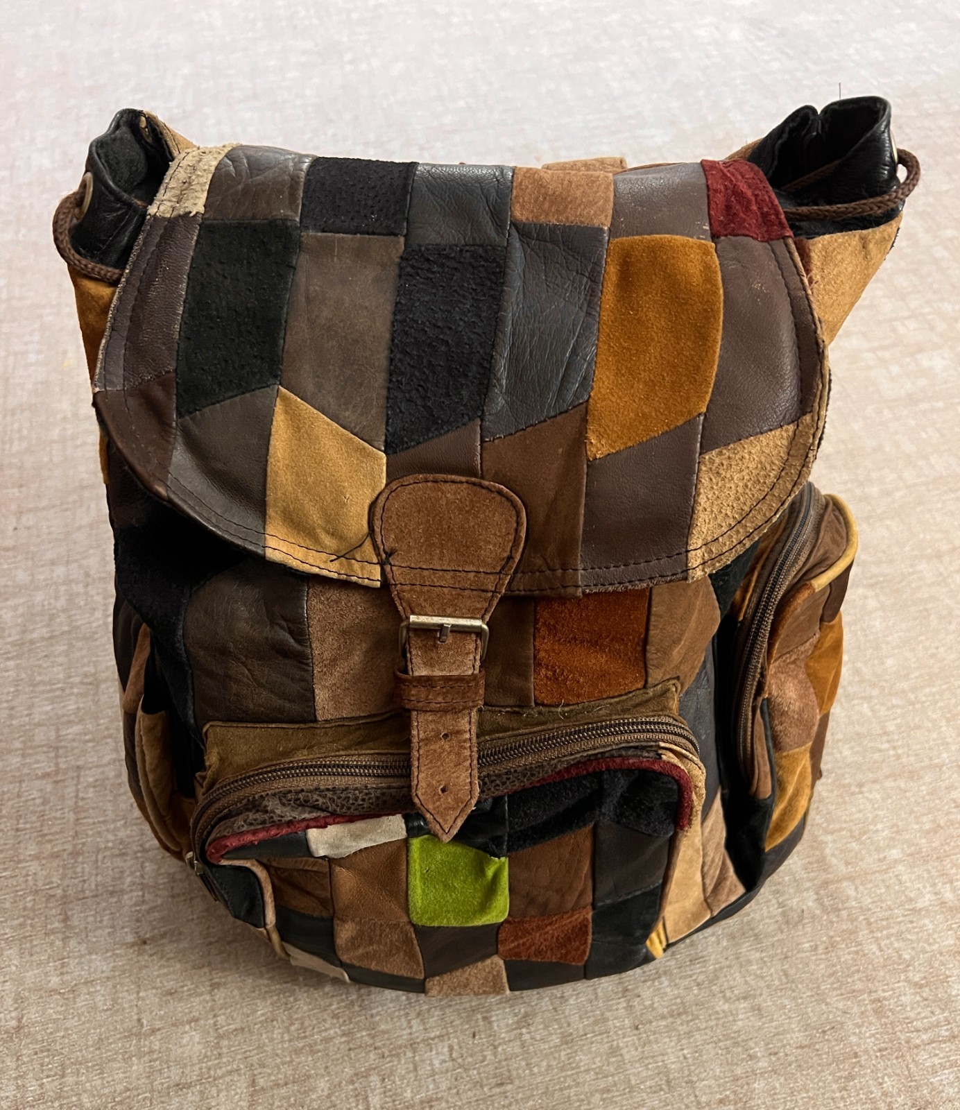 Moroccan leather patchwork cinch/bacback - image 1