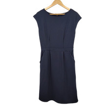 Quince Women Ultra-Stretch Ponte Cap Sleeve Mini Dress Navy S