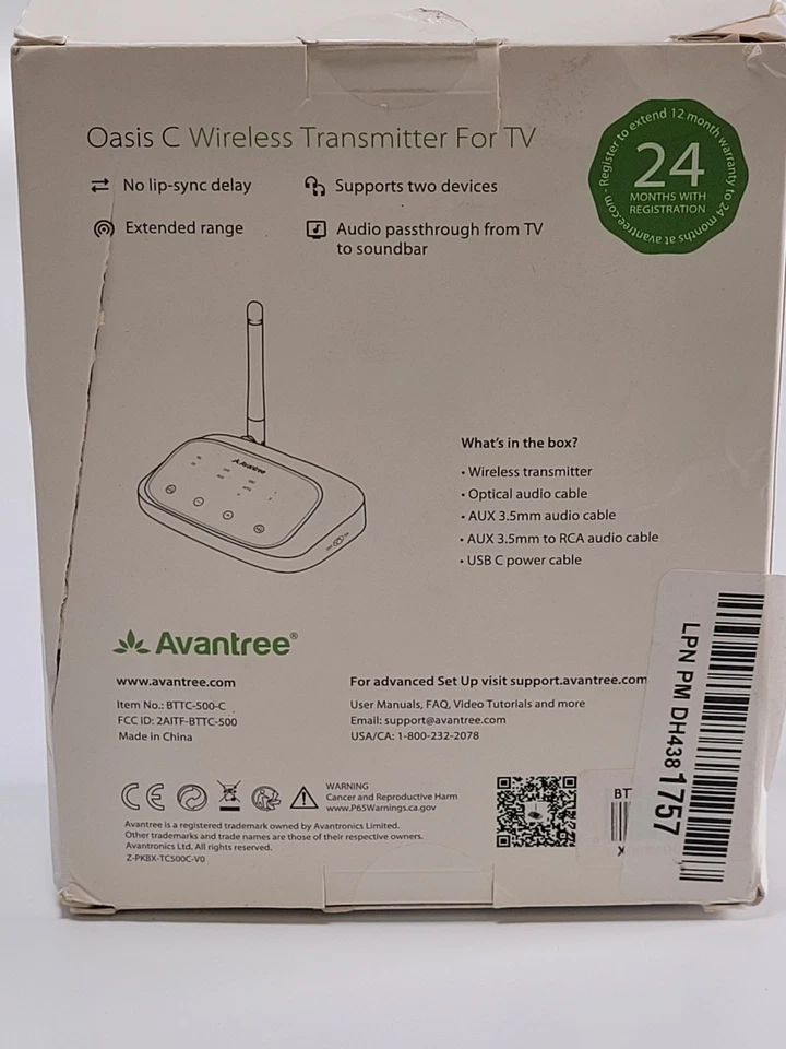 Avantree Oasis C – Bluetooth Transmitter & Receiver for TV with Dual Link - Image 3 of 4
