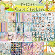 64 Sheets Stickers for Kids,6000 PCS Kids Bulk,Animals, Stars, Cute