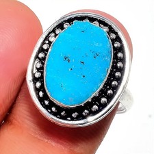 Blue Turquoise Gemstone 925 Sterling Silver Jewelry All Size Ring For Gift