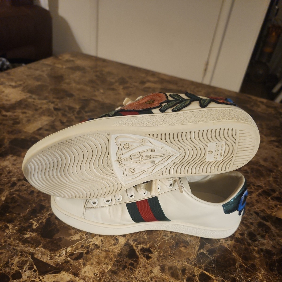 Gucci Ace Embroidered Floral Sneakers - Size 37 US 7 (Made in