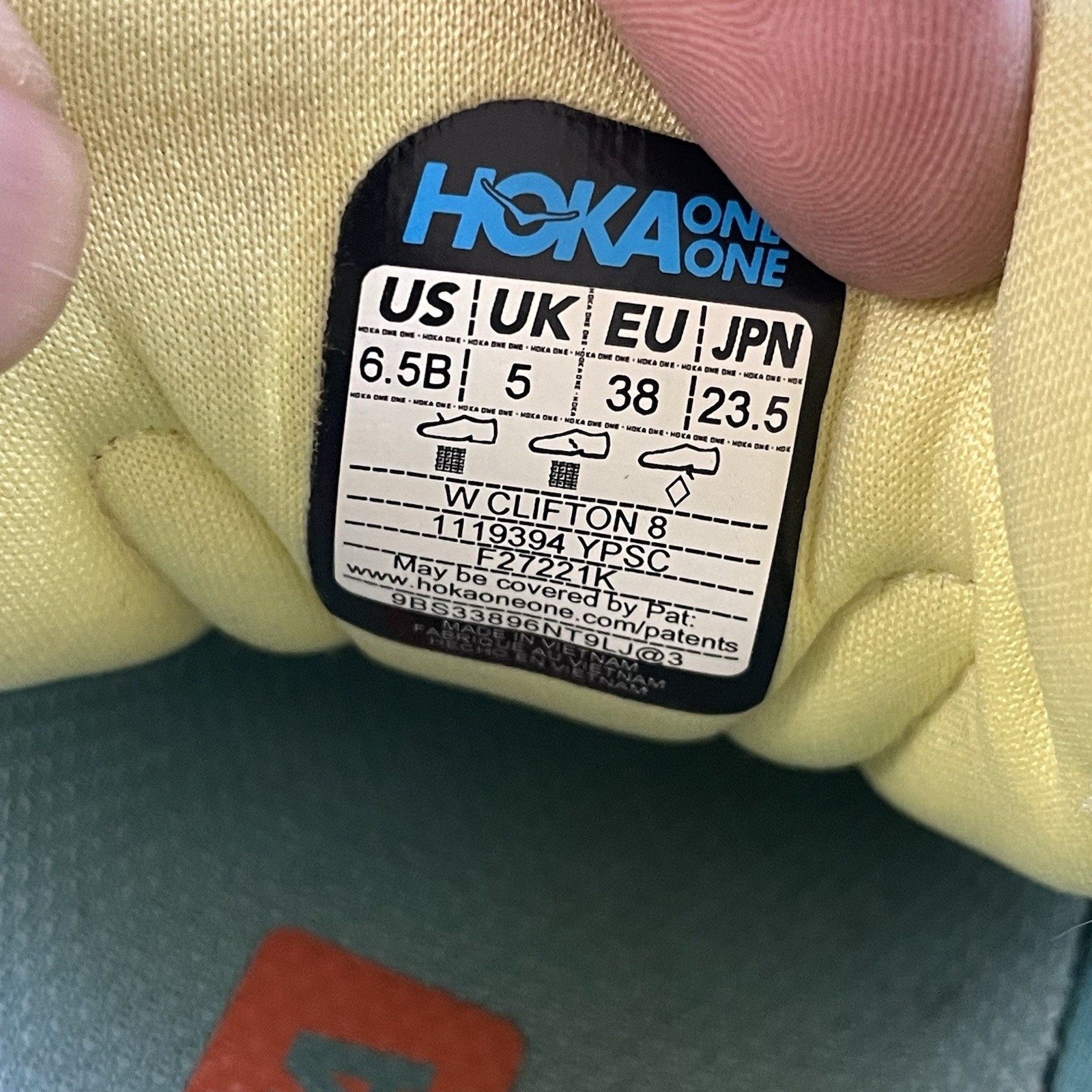 HOKA One Clifton 8 Yellow  Walking Comfort Athletic Shoes Women’s Sz 6.5 B thumbnail 12