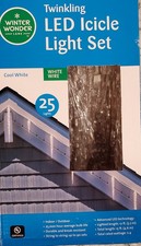 Winter Wonder Lane 25 Twinkling LED Icicle Light Set Cool White  Free Shipping
