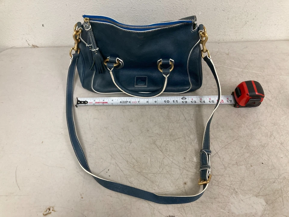 Dooney & Bourke Mini Florentine Satchel Navy Vachetta Leather - Image 2 of 4