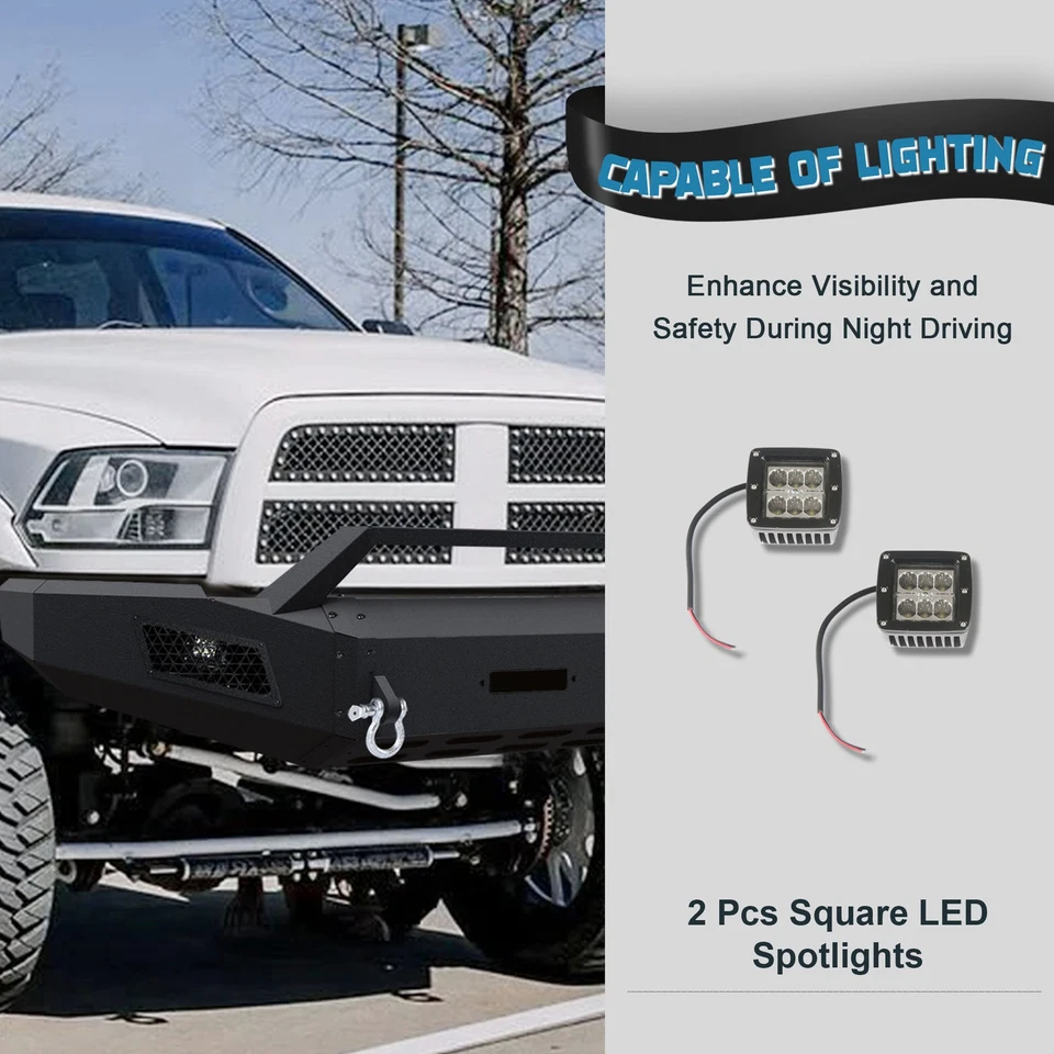 Steel Front Winch Bumper w/Skid Plate Fit For 2010-2018 Dodge Ram 2500 3500 Foto 4 de 4