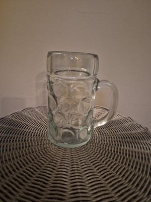 Large Heavy Glass Beer Beverage Mug Wig Wag Design 1 Liter ''TG'' Makers Mark 8'' 