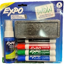 EXPO Low Odor Dry Erase Marker Set Assorted Colors With Cleaner Eraser