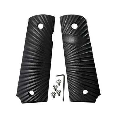 1911 Grips Colt G10 Full Size Wavey Black W/Screws Fits Springfield Gun Grips