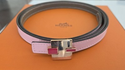 Hermes 13mm Belt 70 - Rose Sakura & Etoupe Reversible - Rose Gold
