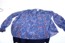 Long Sleeve Blouse Multi Color Floral with Black Camisole SZ 1X Women's