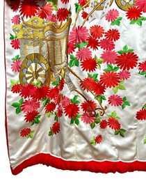 Vintage Japanese Silk Uchikake Wedding Kimono Embroidered Goshoguruma Floral