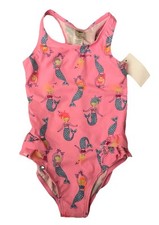 NWT Oshkosh Pink Mermaid Bathing Swim Suit Toddler Girls Sz 3T RACERBACK UPF 50 