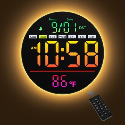 Maxstar Led Digital Wall Clock with Timer, Seconds, Temperature, Date, DST, N...
