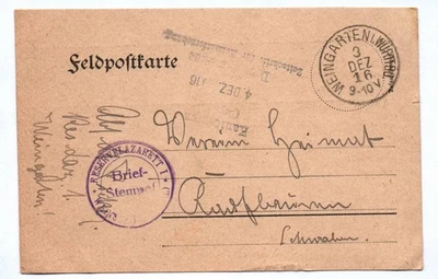 Feldpostkarte Weingarten Würrtemberg 1916 Reservelazarett - Bild 1 von 2