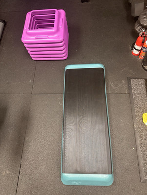 The Step Original Aerobic Platform Step/Riser Set Non-Slip Black/Teal 350lb
