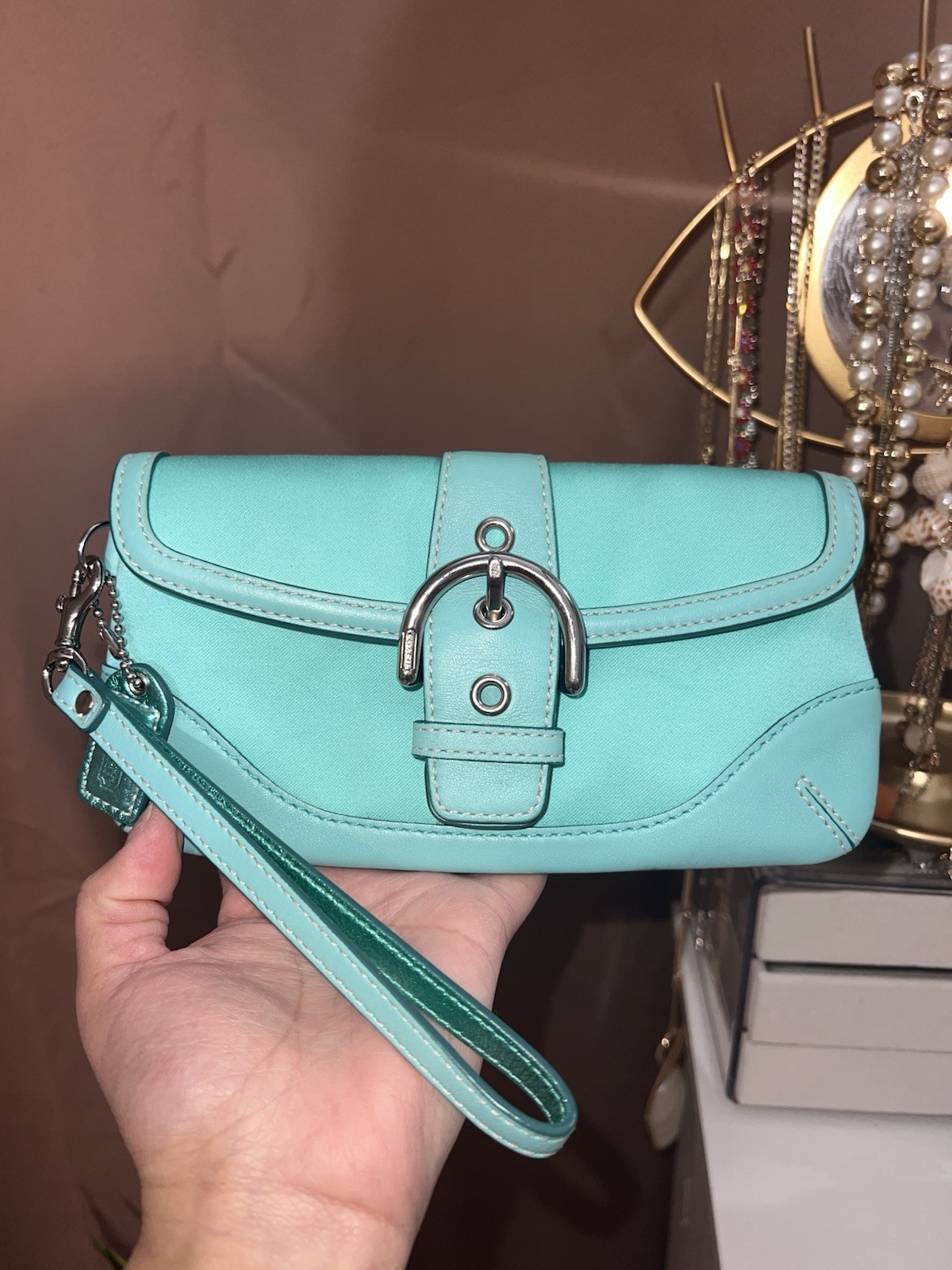Coach soho aqua wristlet