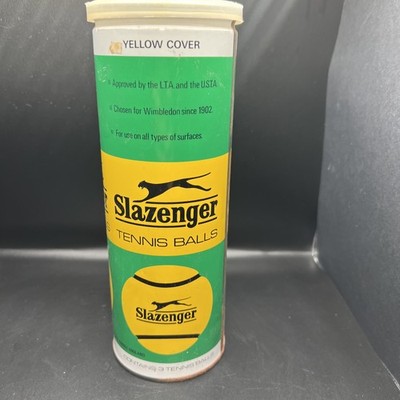 Vintage Sealed Can of 3 Slazenger Tennis Balls; Yellow, Made In England 1970 s