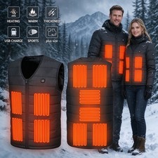 Winter 10 Zones Electric Heated Gilet, Men Women USB Powered Outdoor Warm Vest