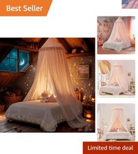 Kids Bed Canopy Princess Pink Star Canopy Twin Full Bed Decor Dream Cover