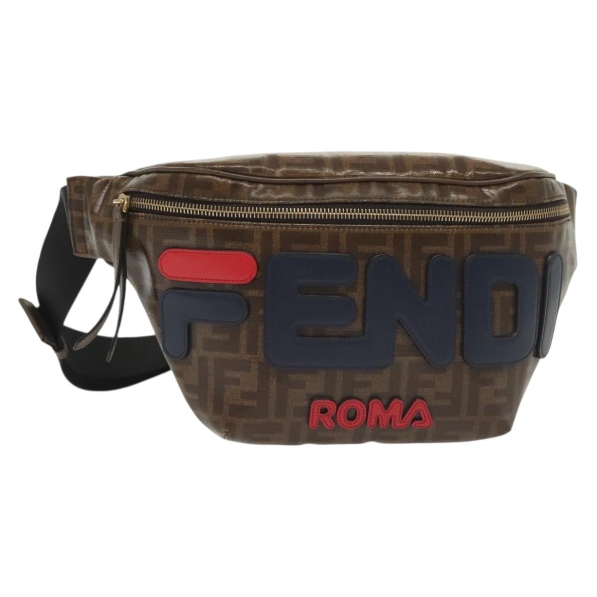 FENDI Zucca Canvas FILA Collaboration Waist Bag Coated Canvas Auth