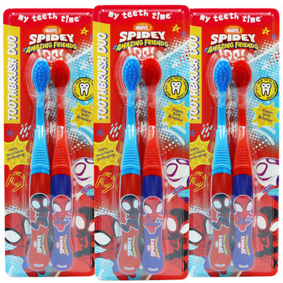 Spidey Friends Zahnbürste Duo Home Travel Sharing Geschwister superweiche Borsten x3
