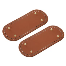Oval Bag Bottom Shaper Pad, 2Pcs 22x10cm PU Leather Cushion Base (Brown)