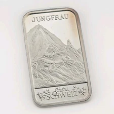 Jungfrau Schone Schweiz Switzerland Argor Heraeus 1oz .999 Silver Ingot Scarce