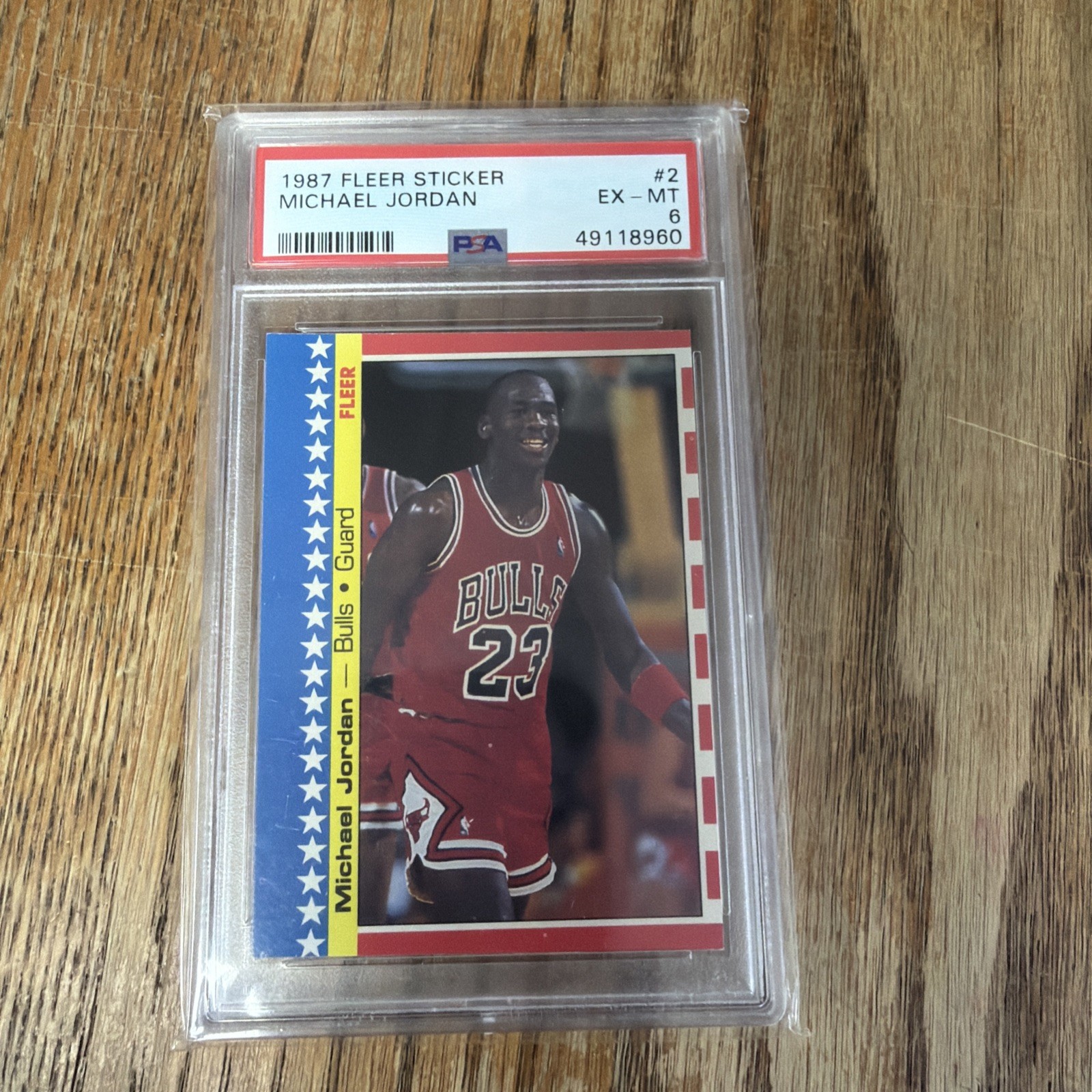 MICHAEL JORDAN 1987-88 Fleer Sticker #2 PSA 6 HOF Chicago Bulls GOAT NBA 🔥
