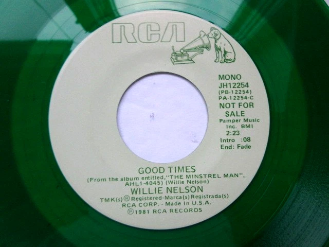 WILLIE NELSON - GOOD TIMES - GREEN VINYL -  NM 45 RPM RECORD - Image 4 of 4