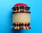 ANTIQUE SEWING MARQUETRY INLAY TUNBRIDGE UNUSED PIN CUSHION,THREAD WAXER