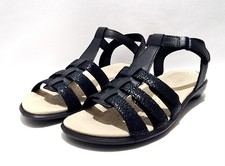 Hotter Sol Sandals Size 4.5 UK Black Leather Adjustable Straps 
