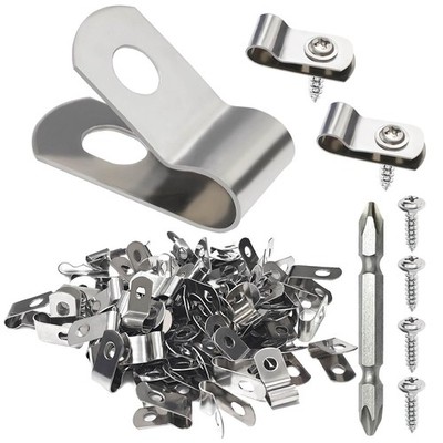 400 Pcs T304 Stainless Steel Wire Clips Cord Clamp for 4-16 Gauge Fencing