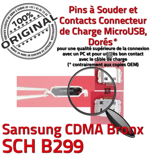 ORIGINAL Samsung Bronx SCH B299 Connecteur de charge à souder MicroUSB Chargeur - Photo 3/3