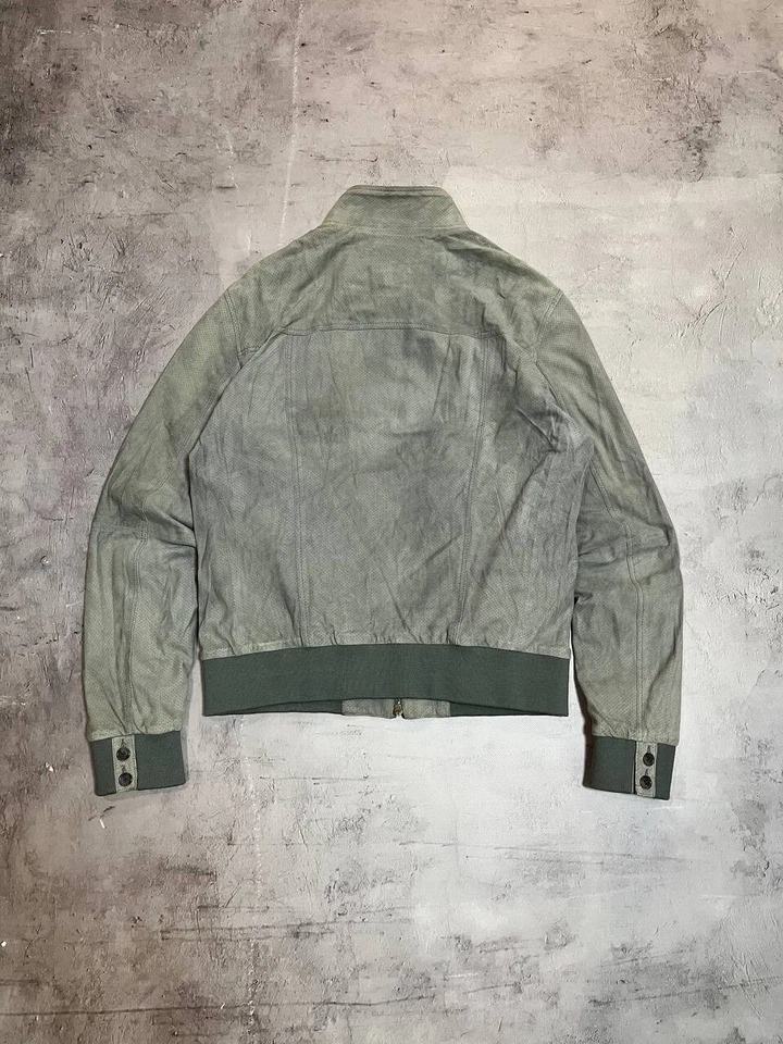 Gimo’s Perforation Jacket Leather Luxury Bomber Jacket Gray Size M - Image 2 of 4