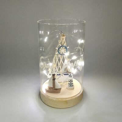 Formano Deko Licht Sommerzeit Maritim LED Batterie Timer Glas Holz Muschel Boot 