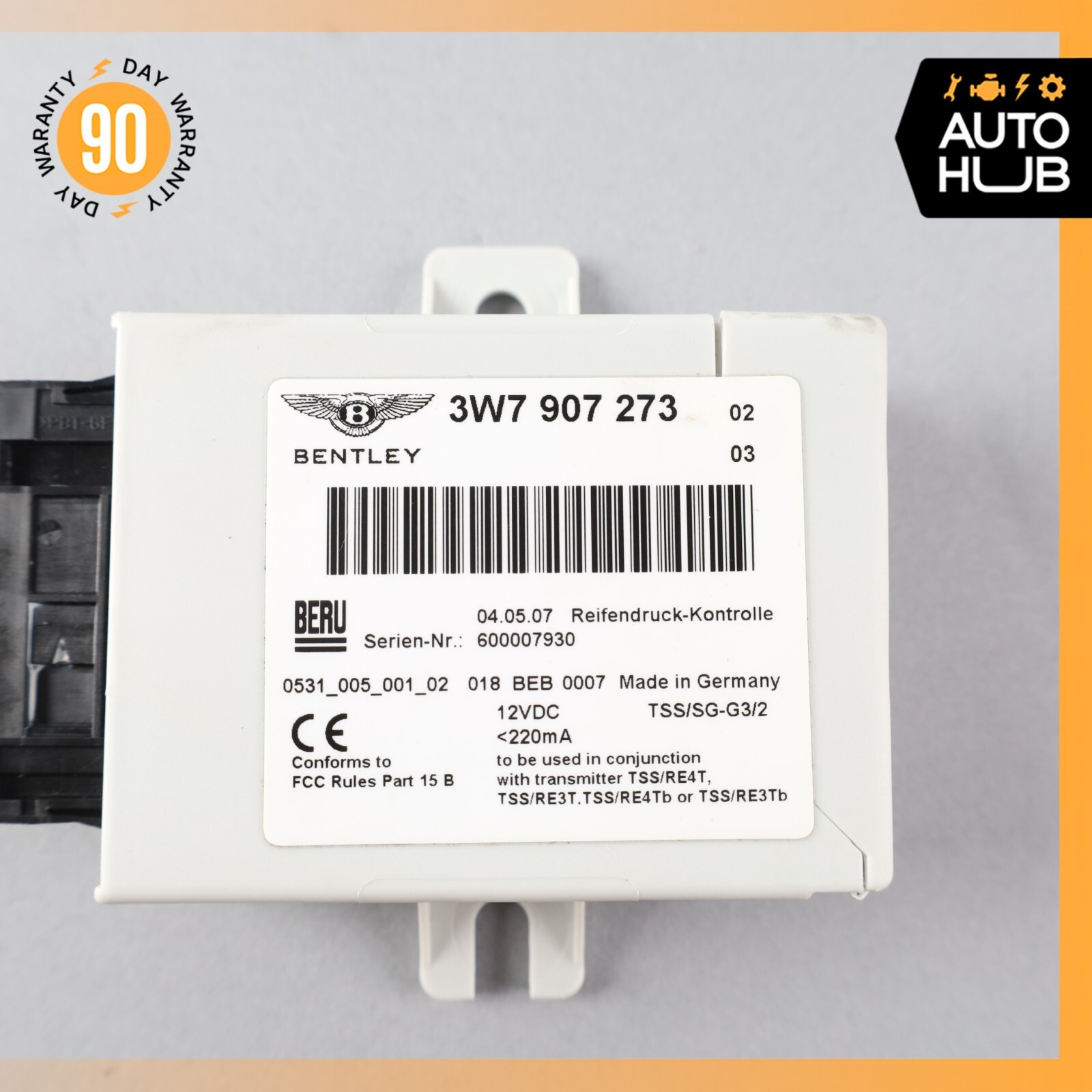 Bentley Continental GTC GT Tire Pressure Monitoring System TPMS Module 62k