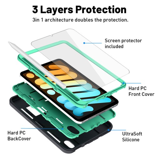 For Apple iPad Mini 6th Generation 8.3" Case Shockproof Heavy Duty Stand Cover - Picture 17 of 25