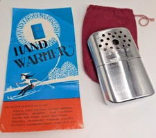 Vintage NEW Unbranded Hand Warmer Heater With Felt Carry Bag Made in Hong Kong