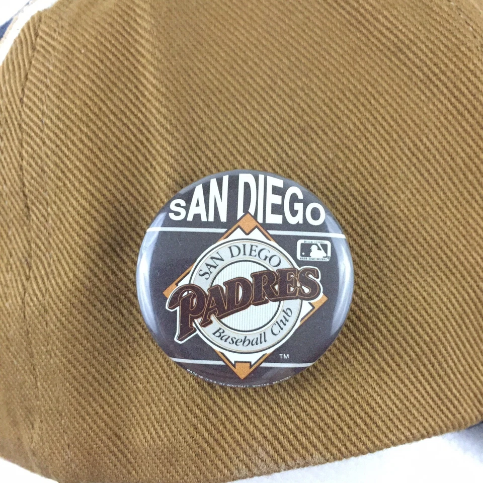 Vtg San Diego Padres Cap All Over Shockwave Swinging Friar Pin Logo Baseball Hat - Image 4 of 4