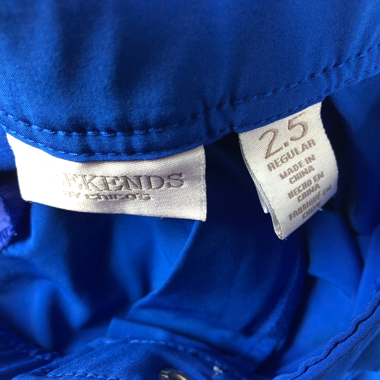 Weekends Chicos 2.5 Sz Large 14 Pants Blue Lightweight Golf Casual Straight leg eBay