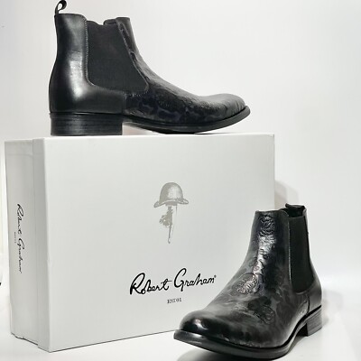 Robert Graham Men s Dawson Chelsea Boots Embossed Men s Sz 13 Black MSRP $268