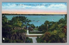 Linen Postcard VIEW OF DEER ISLAND FROM TIVOLI HOTEL BILOXI MS