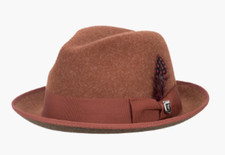Men's Fedora Dress Pinch Front Hat Rust Saw-717 Size S, M, L, XL Stacy Adams