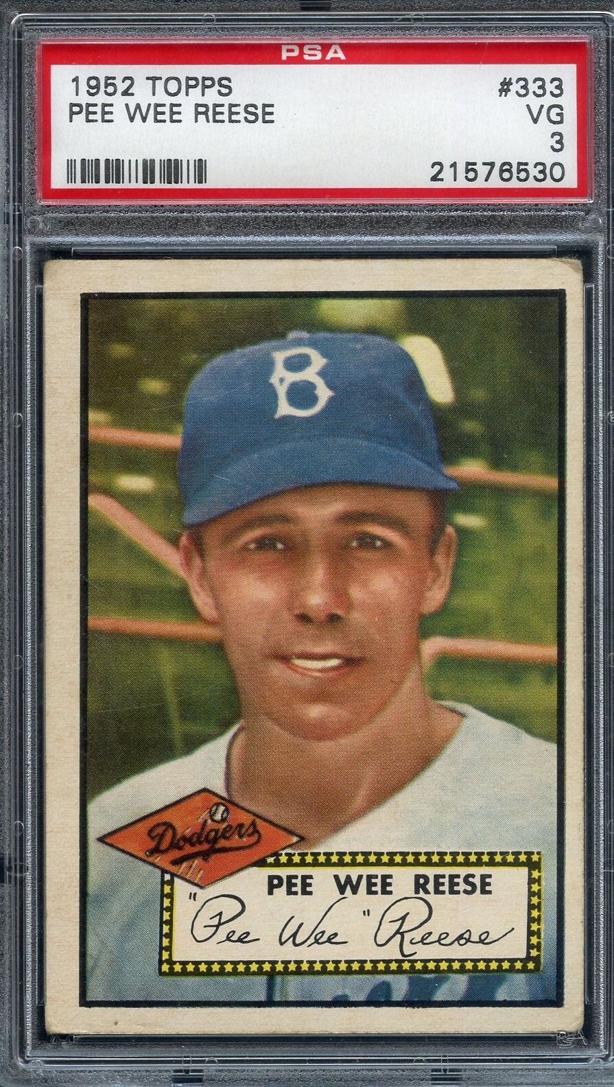 1952 Topps Tough High #333 Pee Wee Reese PSA 3 HOF Brooklyn Dodgers 6530