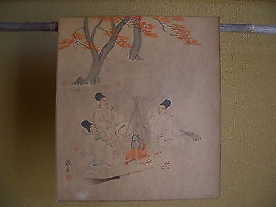 1933 Japanese antique magazine supplement Wakanari Takatori red leaves 3men rest - Picture 1 of 12