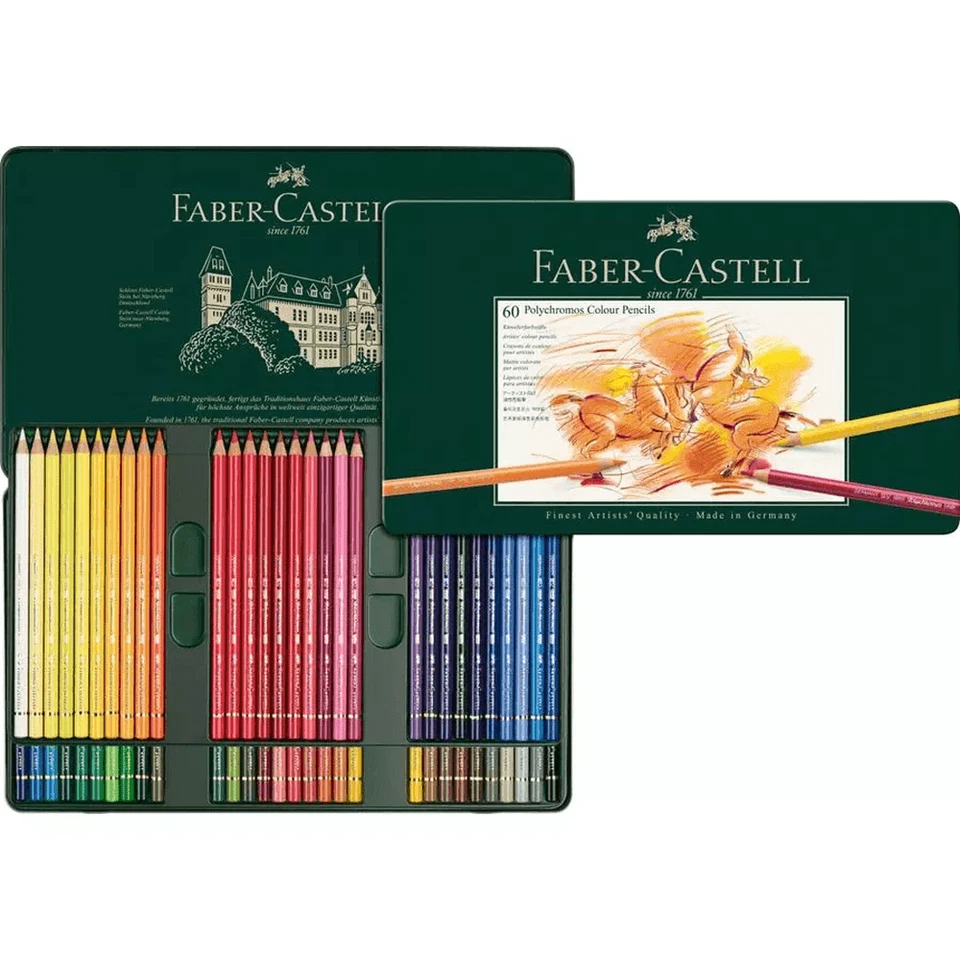 NEW 60 Faber-Castell Polychromos Artist Colour Colouring Pencils Tin Set