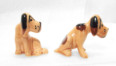 Blood Hound Puppy Dog Ceramic with  Brown Long Ears -Vintage 