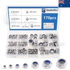 <!--F#f_0-->170pcs Lock Nuts Nylon Nyloc Insert Hex Nut Course Stainless Steel M3 - M12 Set<!--F/-->